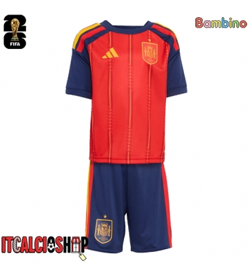 Spagna Prima Maglia Bambino Mondiali 2026 Manica Corta (+ Pantaloni corti)